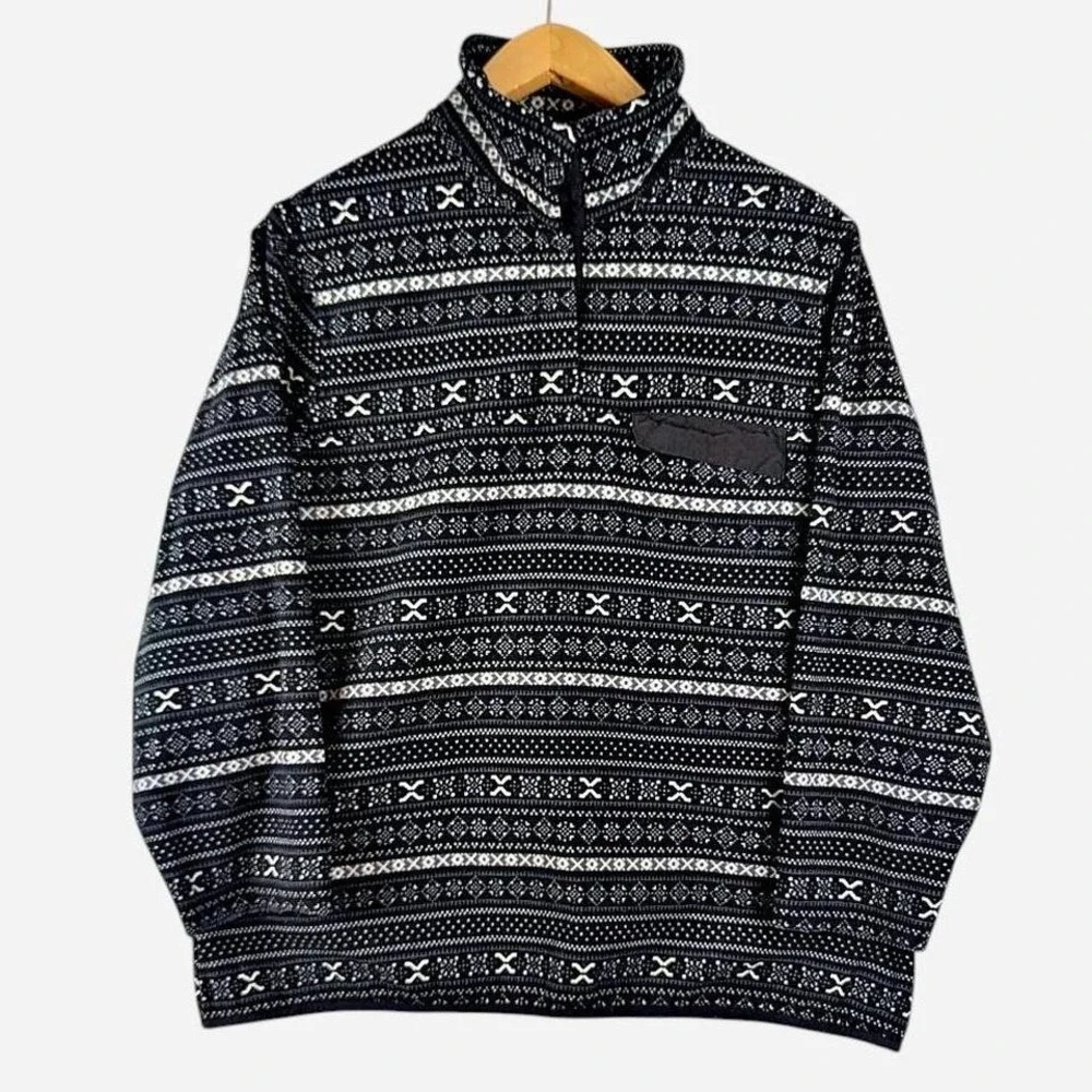 JACHS New York Cabin Mock Neck Fair Isle Fleece Pullover XL - Picture 1 of 8